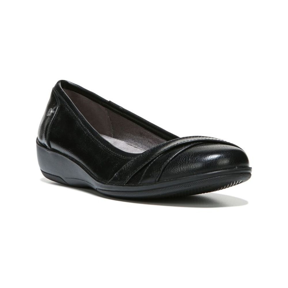 LIFE STRIDE VELOCITY Womens Black Strap I Loyal Round Toe Slip On Flats 7.5 W